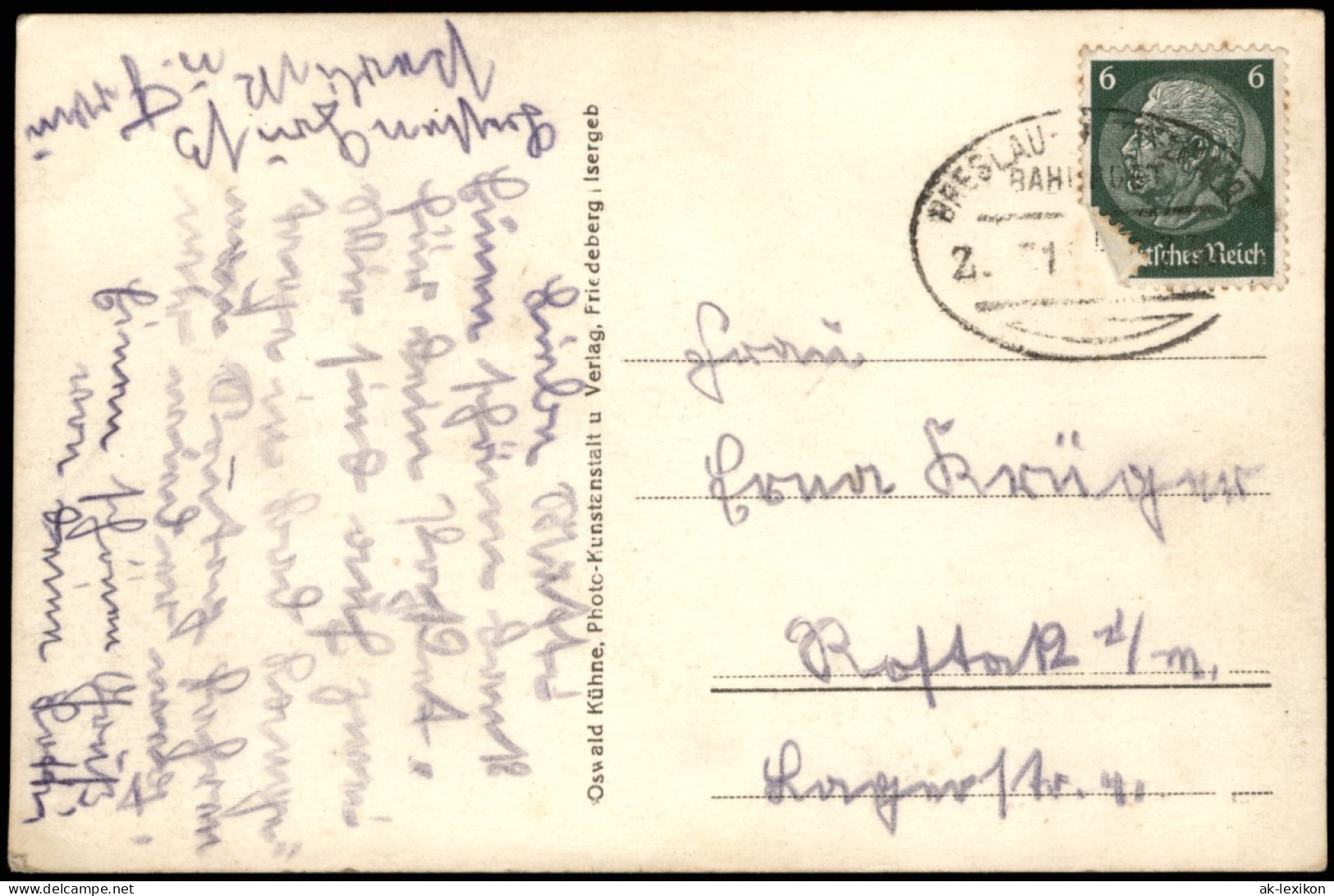 Bad Langenau Długopole Zdrój Blick Auf Stadt 1938  Gel. Bahnpoststempel Breslau - Schlesien