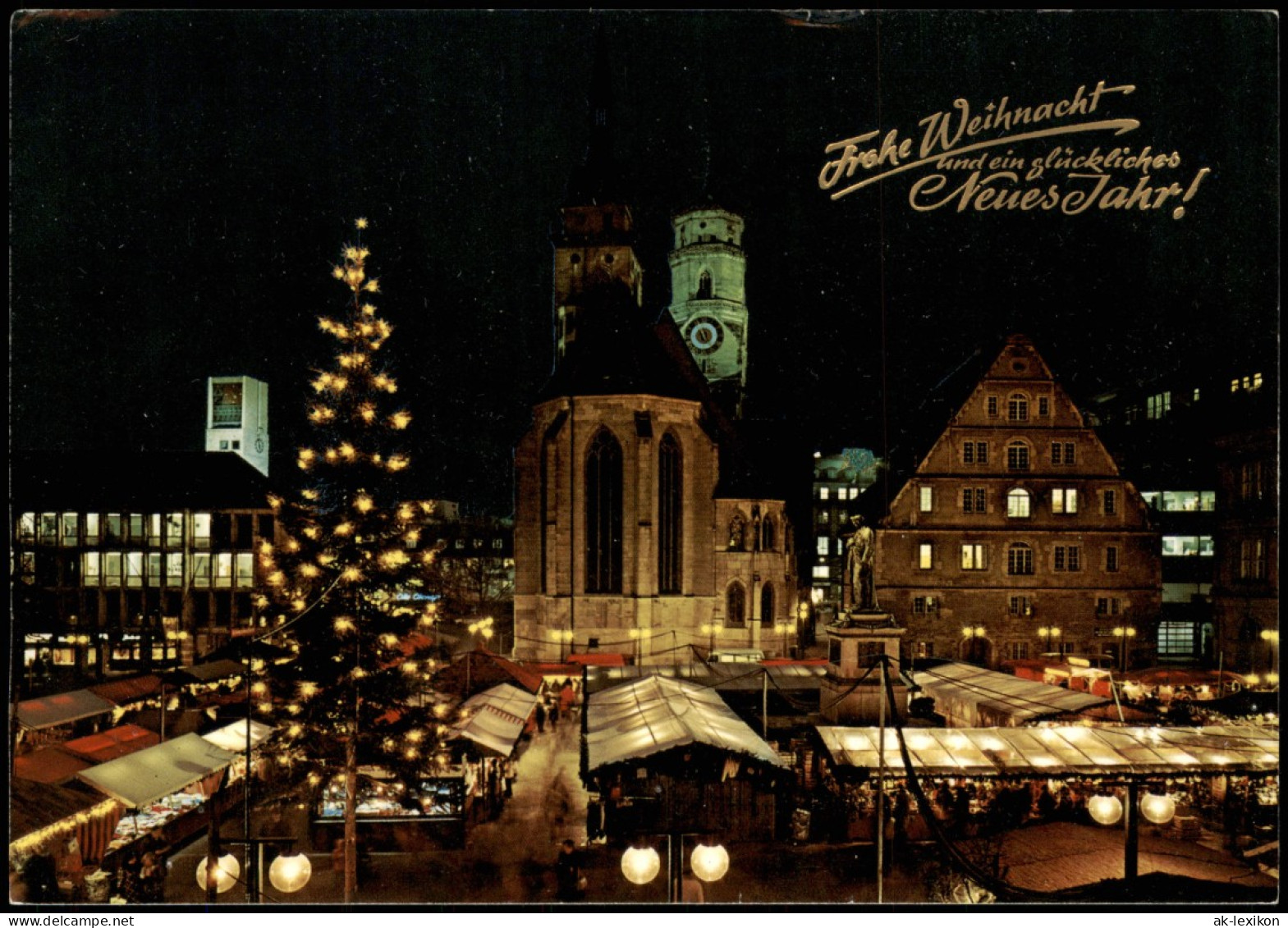 Ansichtskarte Stuttgart Schillerplatz Weihnachtsmarkt 1982 - Stuttgart