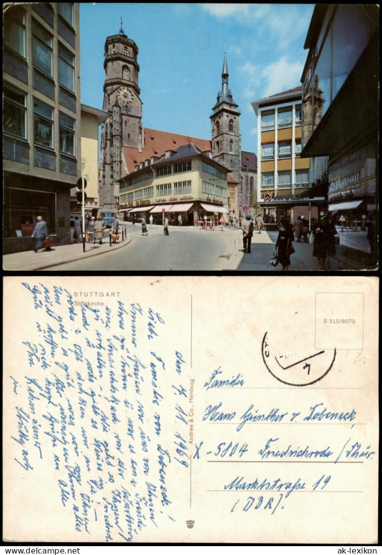 Ansichtskarte Stuttgart Stiftskirche, Straße - Geschäfte 1969 - Stuttgart