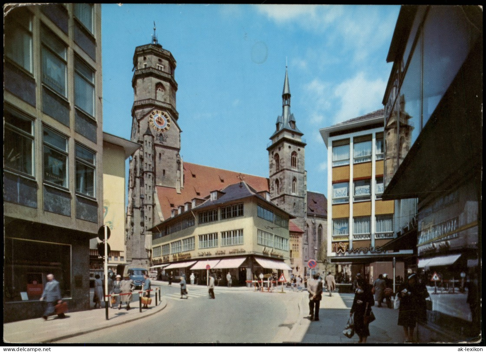 Ansichtskarte Stuttgart Stiftskirche, Straße - Geschäfte 1969 - Stuttgart