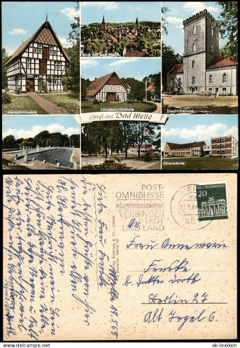 Melle Mehrbild-AK Mit Schwimmbad, Landes-Turnschule, Oberschule Uvm. 1968 - Melle