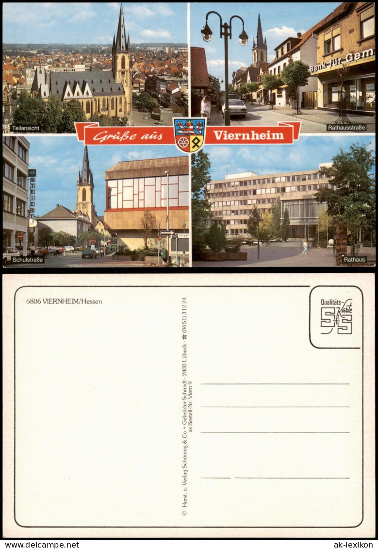 Ansichtskarte Viernheim Teilansicht, Rathausstraße, Schulstraße 1996 - Autres & Non Classés