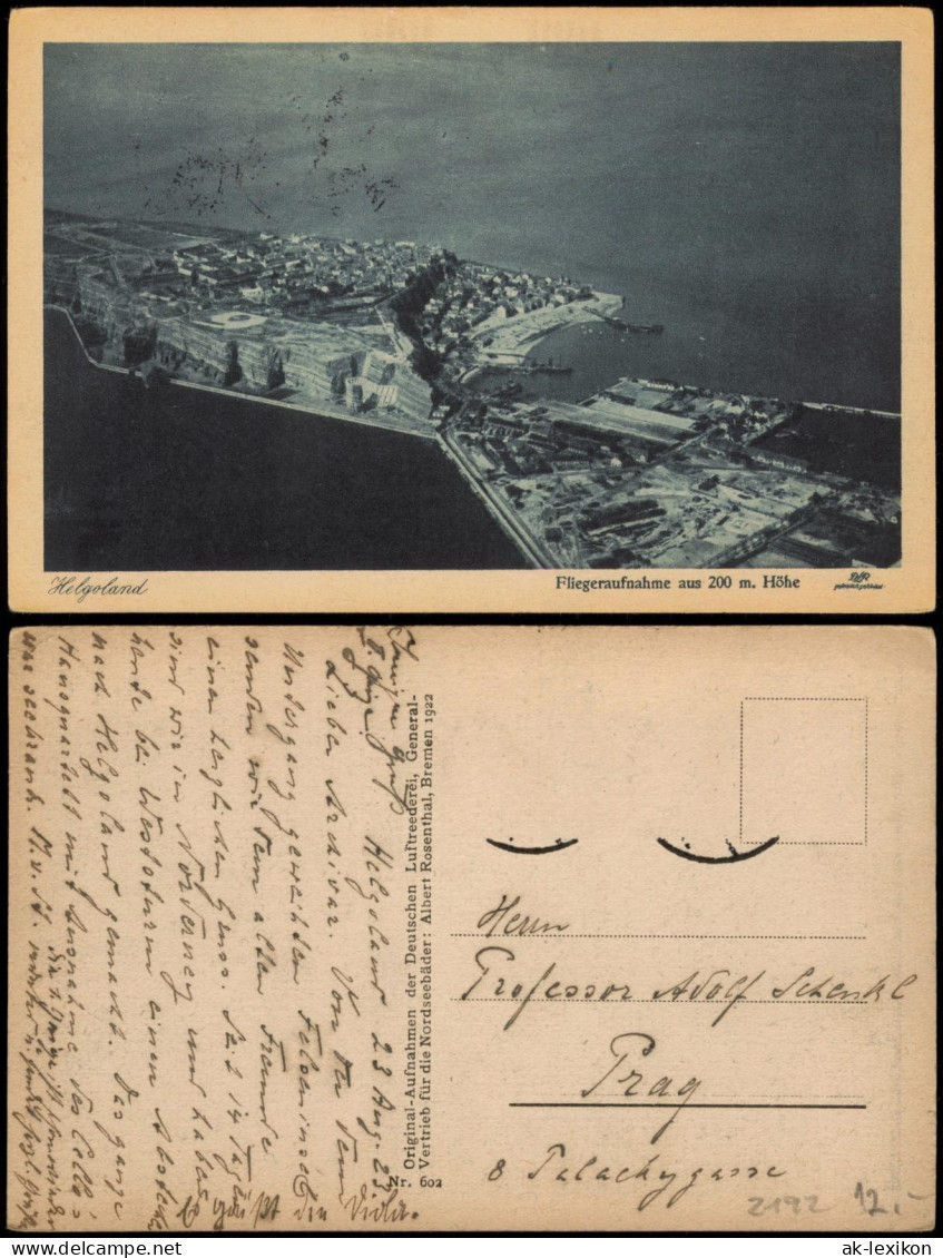 Ansichtskarte Helgoland (Insel) Luftbild Aus 200 M Höhe 1926  Gel. Schiffspost - Autres & Non Classés
