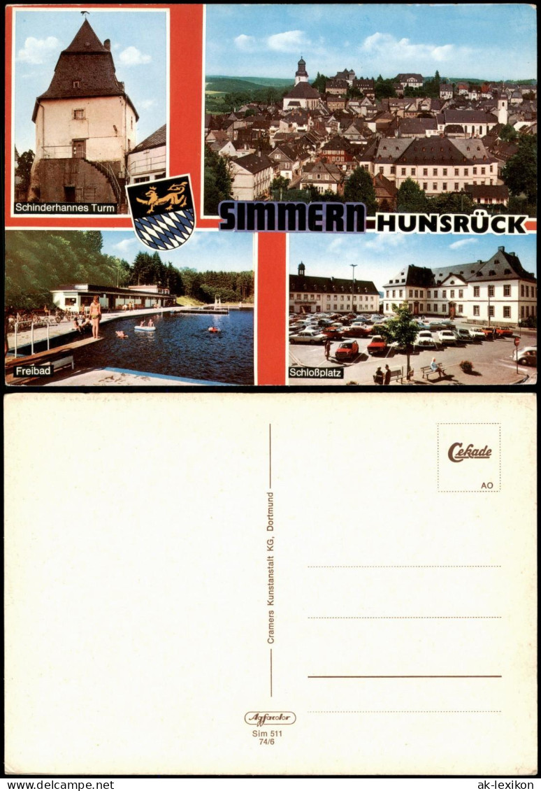 Simmern (Hunsrück) Schinderhannes Turm Freibad Schloßplatz 1974 - Simmern