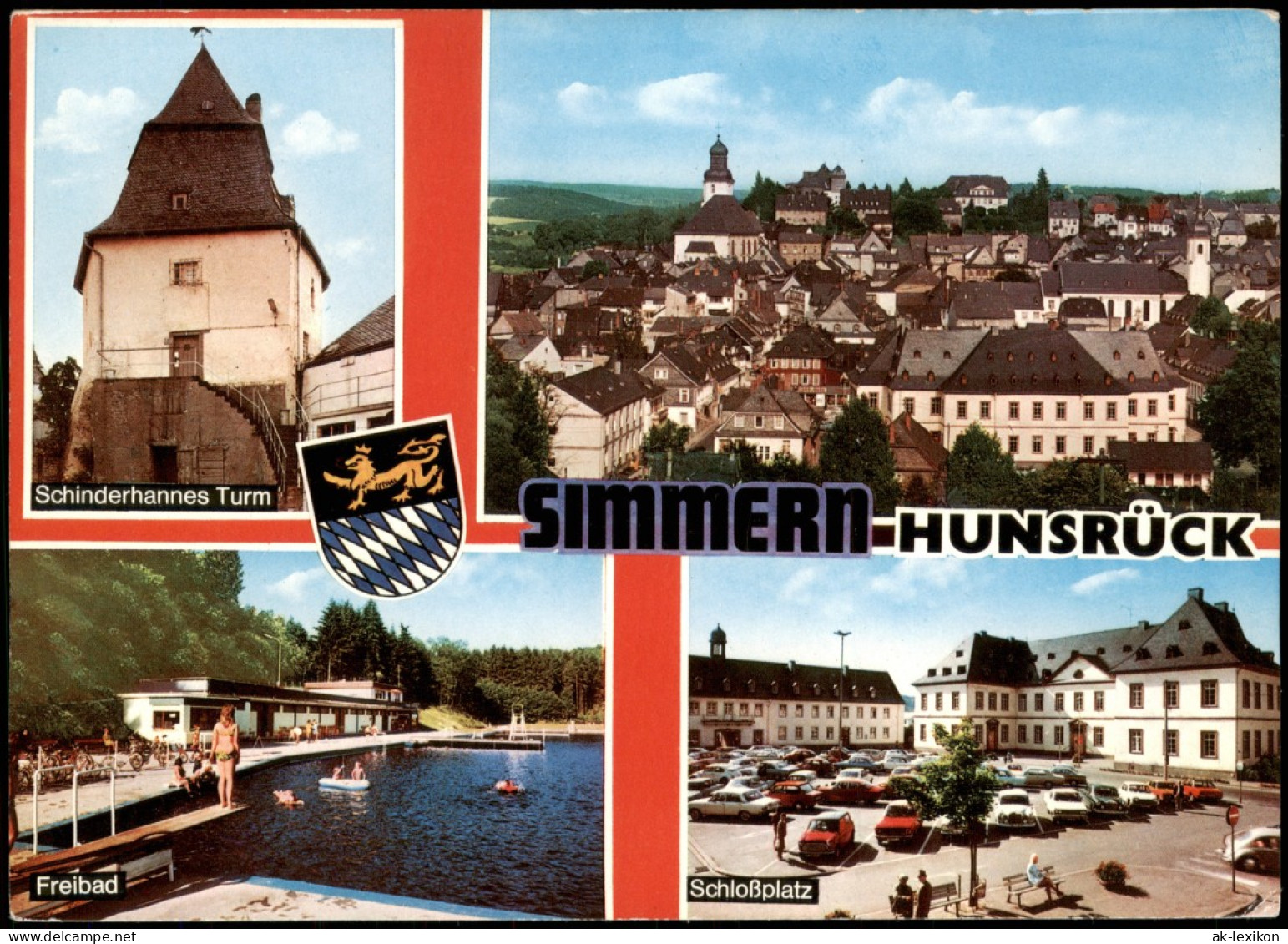 Simmern (Hunsrück) Schinderhannes Turm Freibad Schloßplatz 1974 - Simmern
