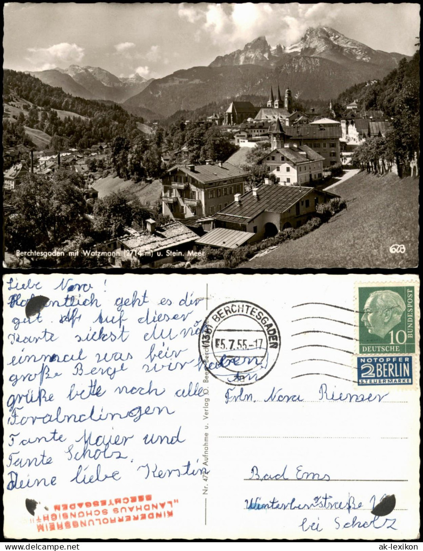 Berchtesgaden Panorama-Ansicht Mit Blick Zum Watzmann U. Stein. Meer 1955 - Berchtesgaden