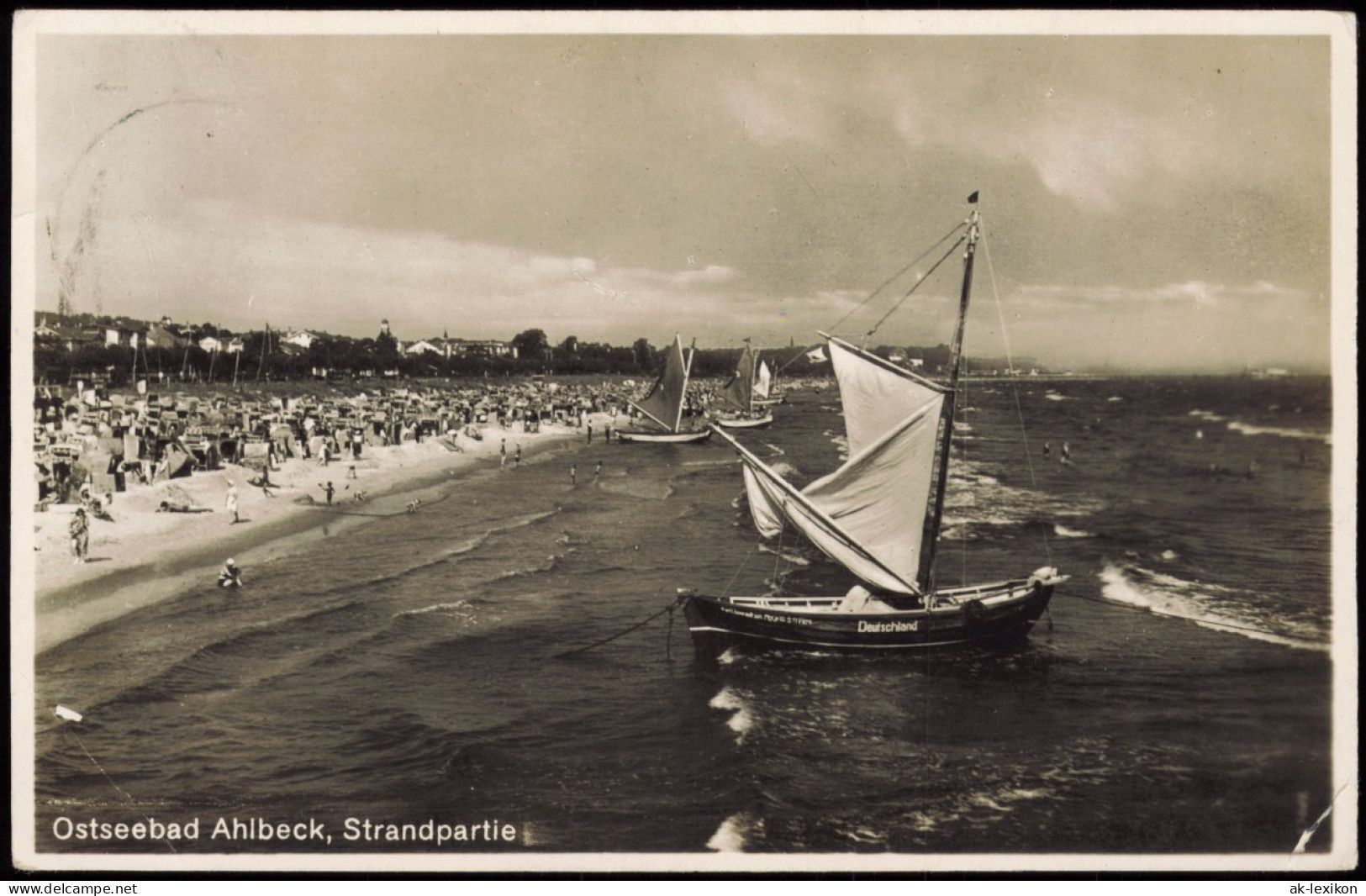 Ansichtskarte Ahlbeck (Usedom) Strand, Segelboote 1943 - Other & Unclassified