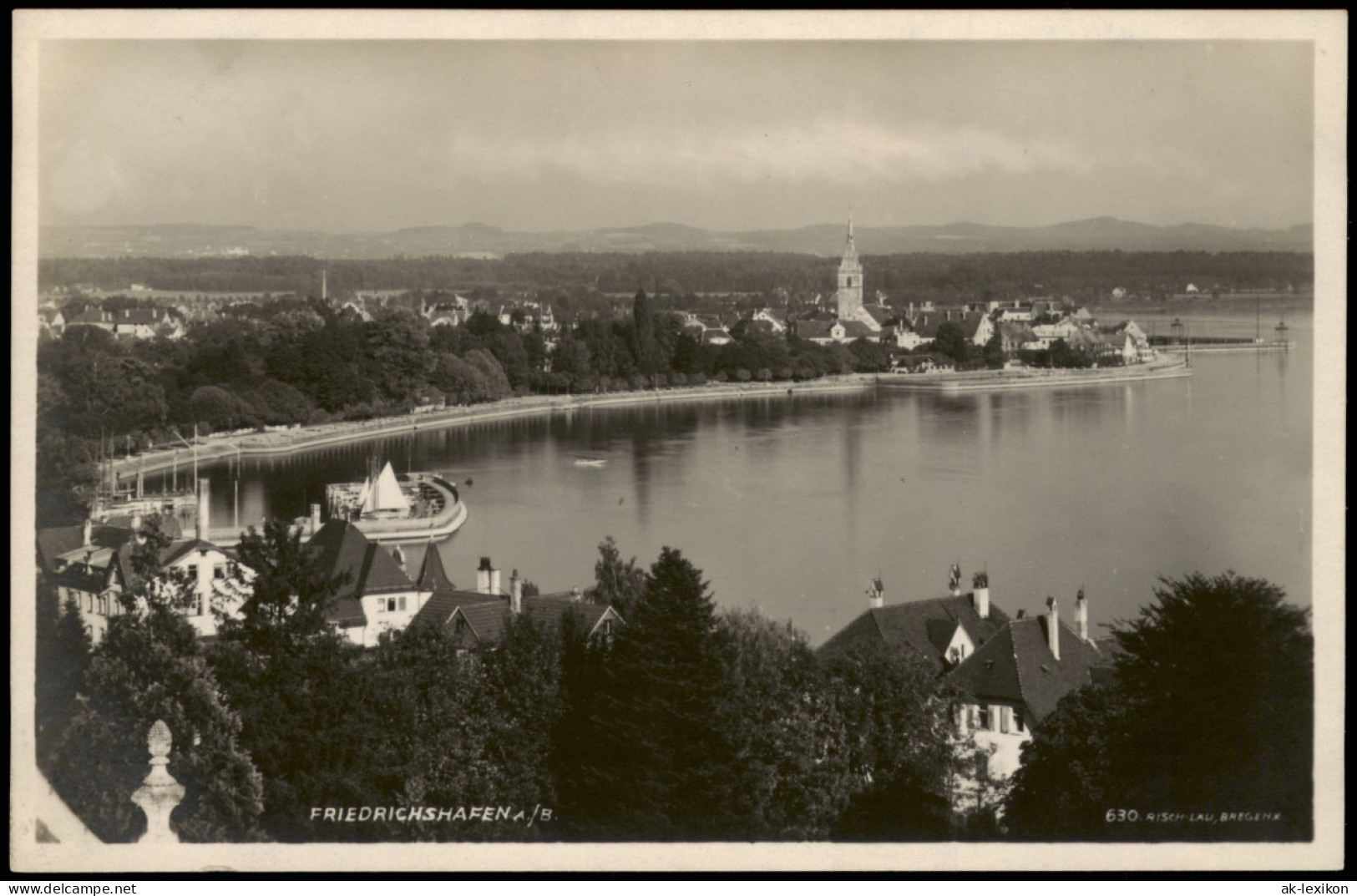 Ansichtskarte Friedrichshafen Stadt, Hafen - Gebirge 1932 - Friedrichshafen