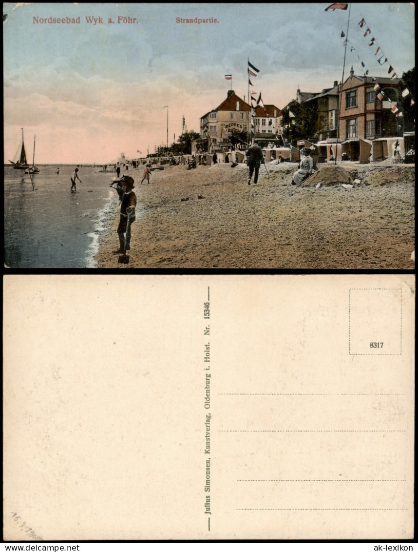 Ansichtskarte Wyk (Föhr) Strand, Deppes Hotel 1913 - Andere & Zonder Classificatie