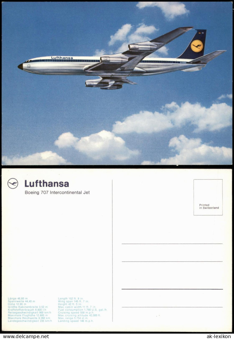 Flugzeug Airplane Avion Boeing 707 Intercontinental Jet Lufthansa 1994 - 1946-....: Era Moderna