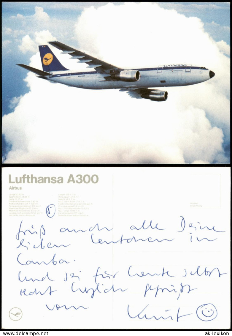 Ansichtskarte  Lufthansa A300 Flugzeug Airplane Avion Airbus 1987 - 1946-....: Moderne