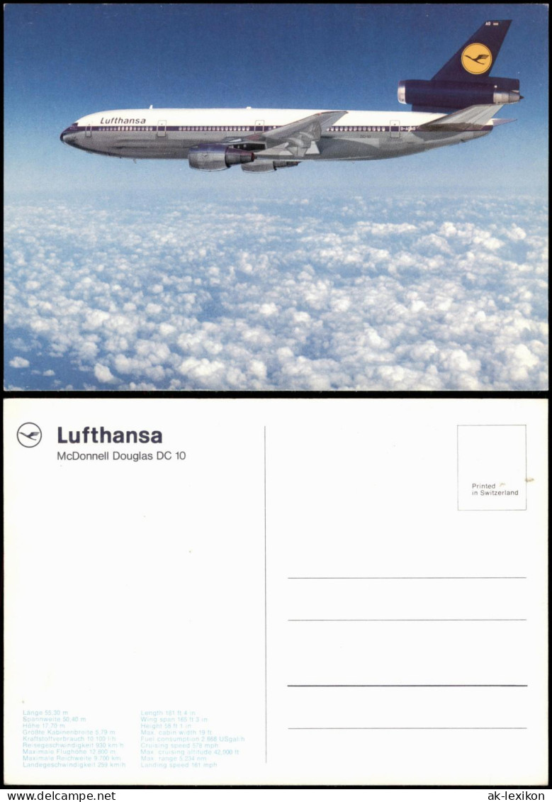 Ansichtskarte  McDonnell Douglas DC 10 Lufthansa Flugzeug Airplane Avion 1988 - 1946-....: Ere Moderne