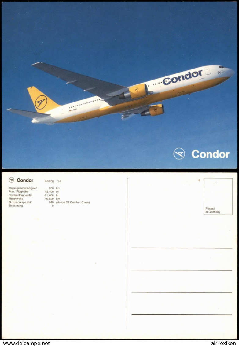 Ansichtskarte  Condor Boeing 767 Flugzeug Airplane Avion 1983 - 1946-....: Modern Tijdperk