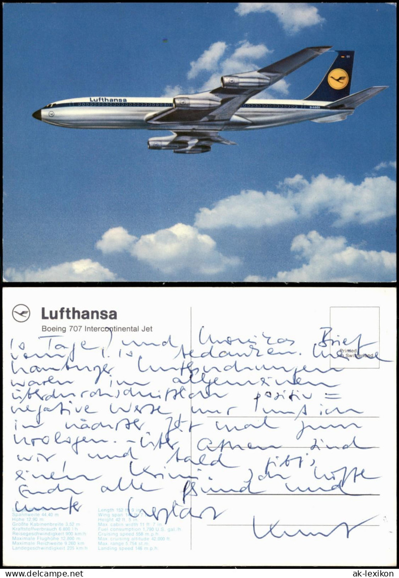 Boeing 707 Intercontinental Jet Lufthansa Flugzeug Airplane Avion 1982 - 1946-....: Era Moderna