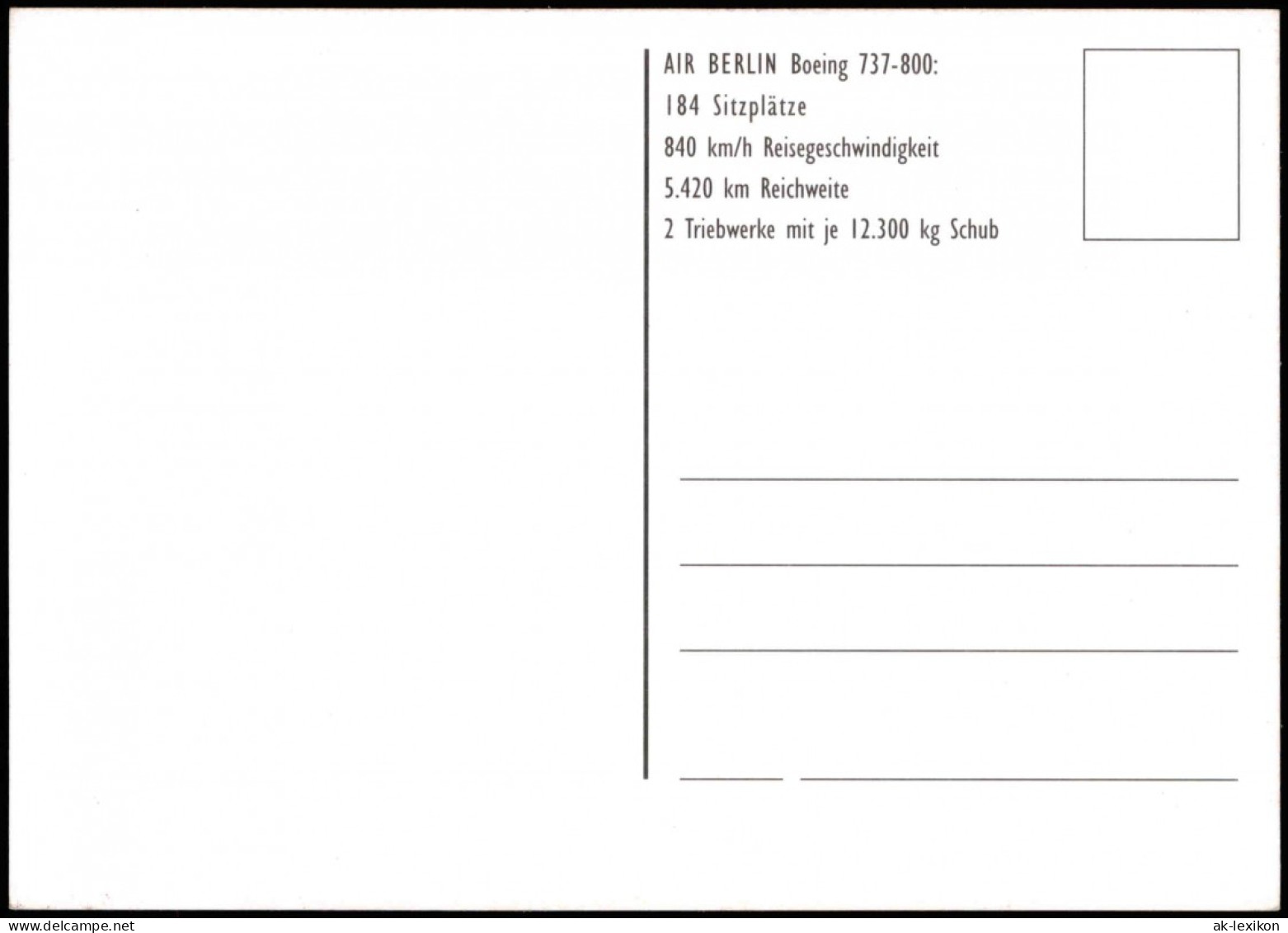 Ansichtskarte  AIR BERLIN Boeing 737-800 Flugzeug Airplane Avion 1998 - 1946-....: Ere Moderne