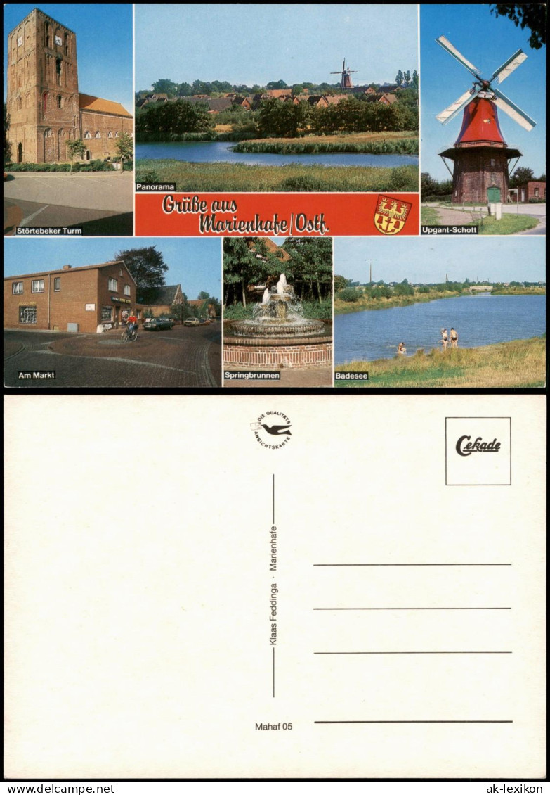 Marienhafe Mehrbild-AK Mit Badesee, Upgant-Schott Windmühle Uvm. 1990 - Autres & Non Classés