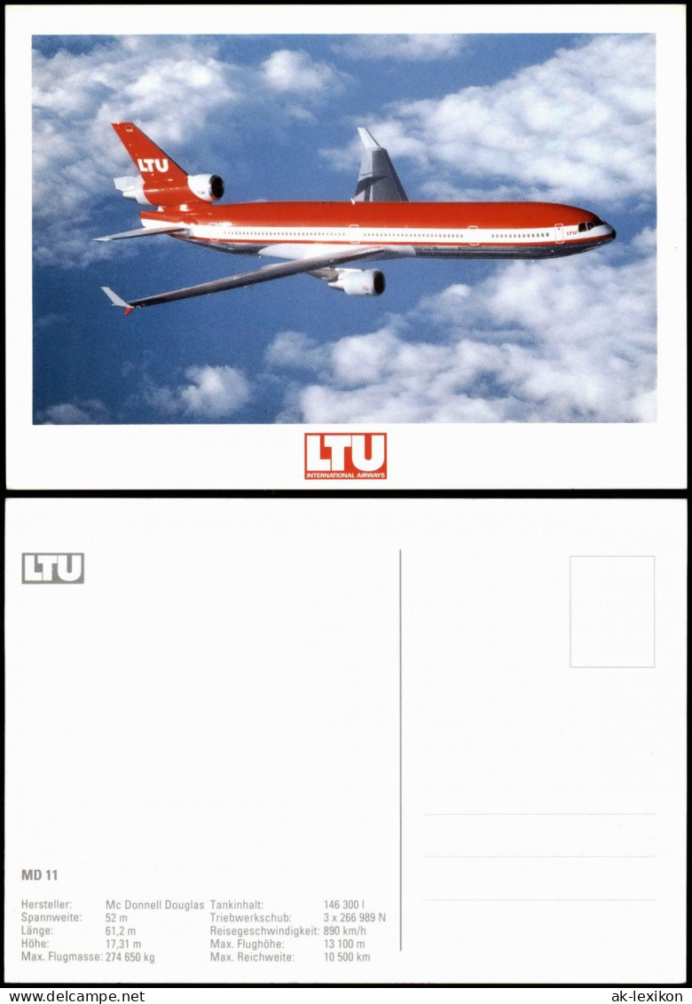 Ansichtskarte  Flugzeug McDonnell Douglas MD 11 LTU Flieger 1998 - 1946-....: Moderne