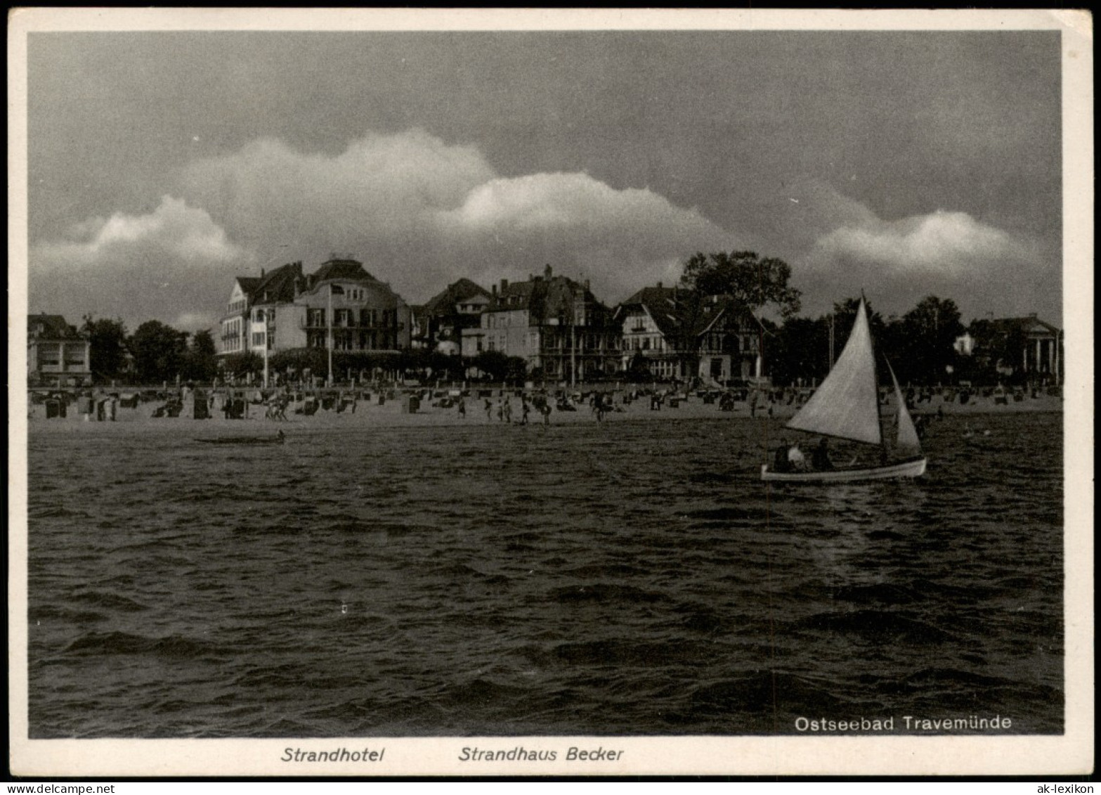 Ansichtskarte Travemünde-Lübeck Strandhotel, Strandhaus Becker 1956 - Altri & Non Classificati