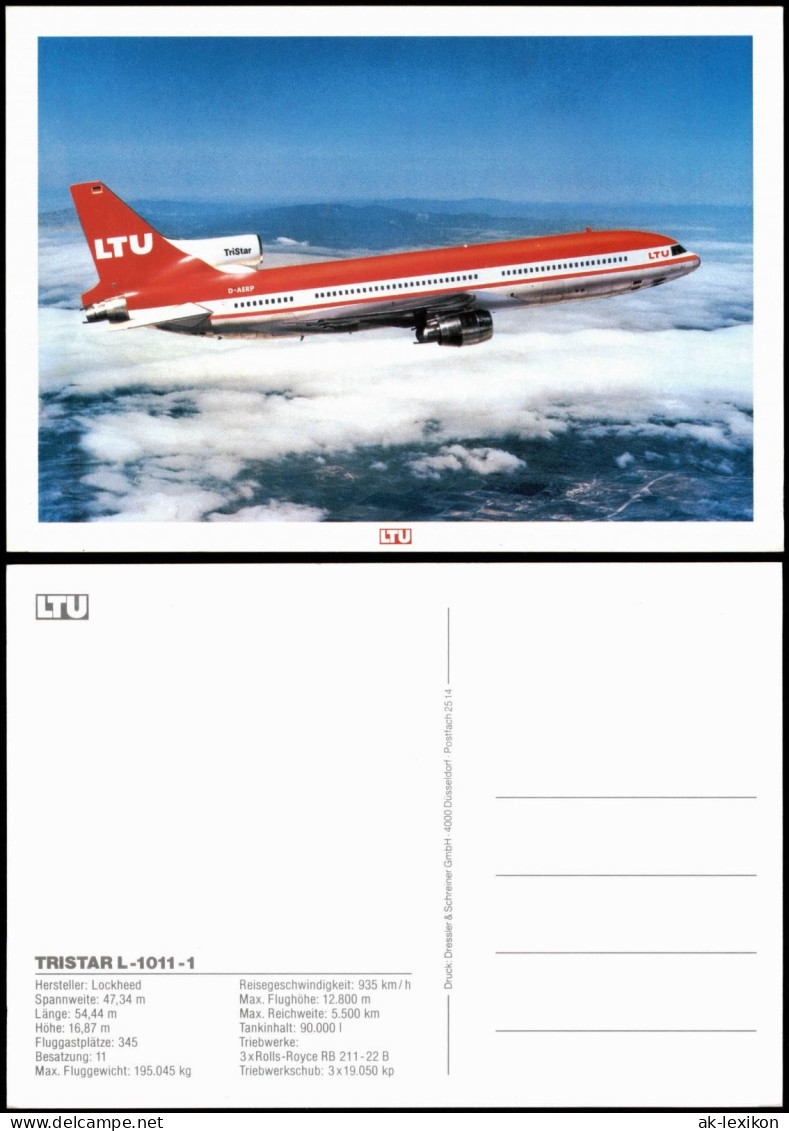 Ansichtskarte  Lockheed TRISTAR L-1011-1 Flugzeug Airplane Avion LTU 1995 - 1946-....: Ere Moderne