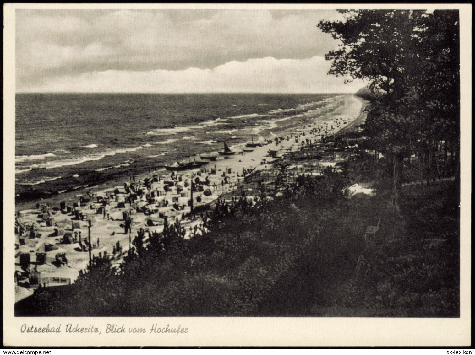 Ansichtskarte Ückeritz (Usedom) Blick Vom Hochufer, Auf Belebten Strand 1935 - Sonstige & Ohne Zuordnung