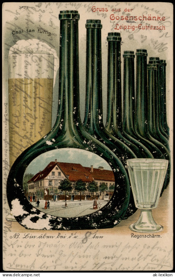 Ansichtskarte Eutritzsch-Leipzig Gosen Schänke, Flaschen-Litho 1904 - Leipzig