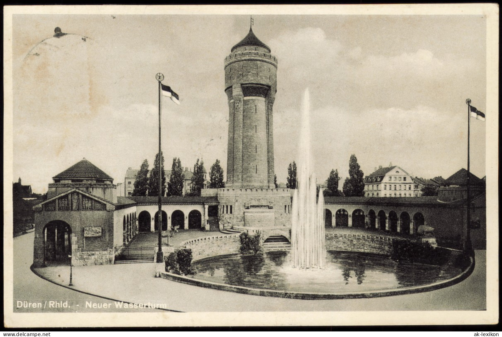 Ansichtskarte Düren Wasserturm - Anlagen 1938 - Düren