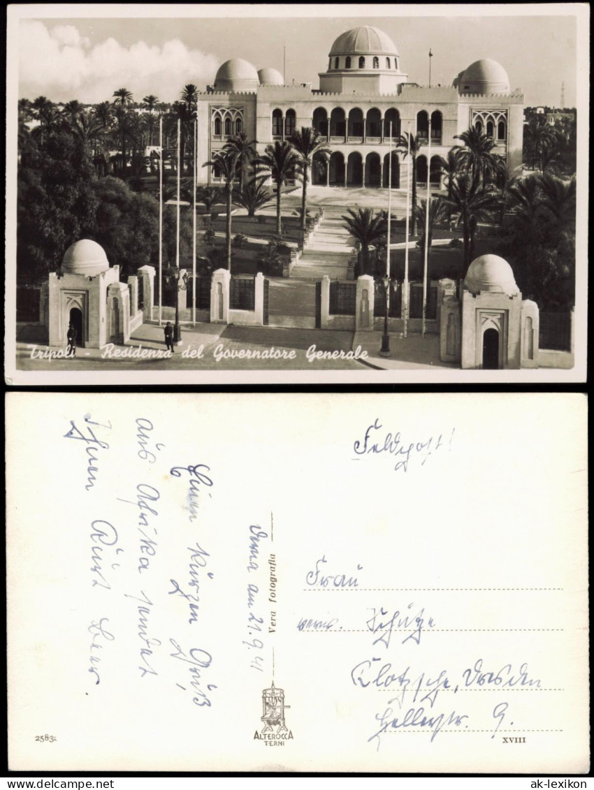 Postcard Tripolis طرابلس Residenza Del Governatore Generale 1941 - Libye