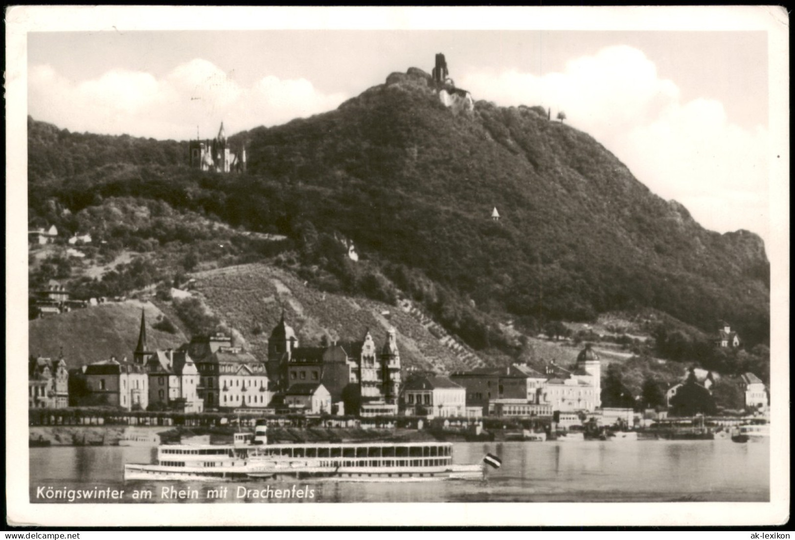 Ansichtskarte Königswinter Rhein Schiff Passiert Drachenfels 1949 - Königswinter