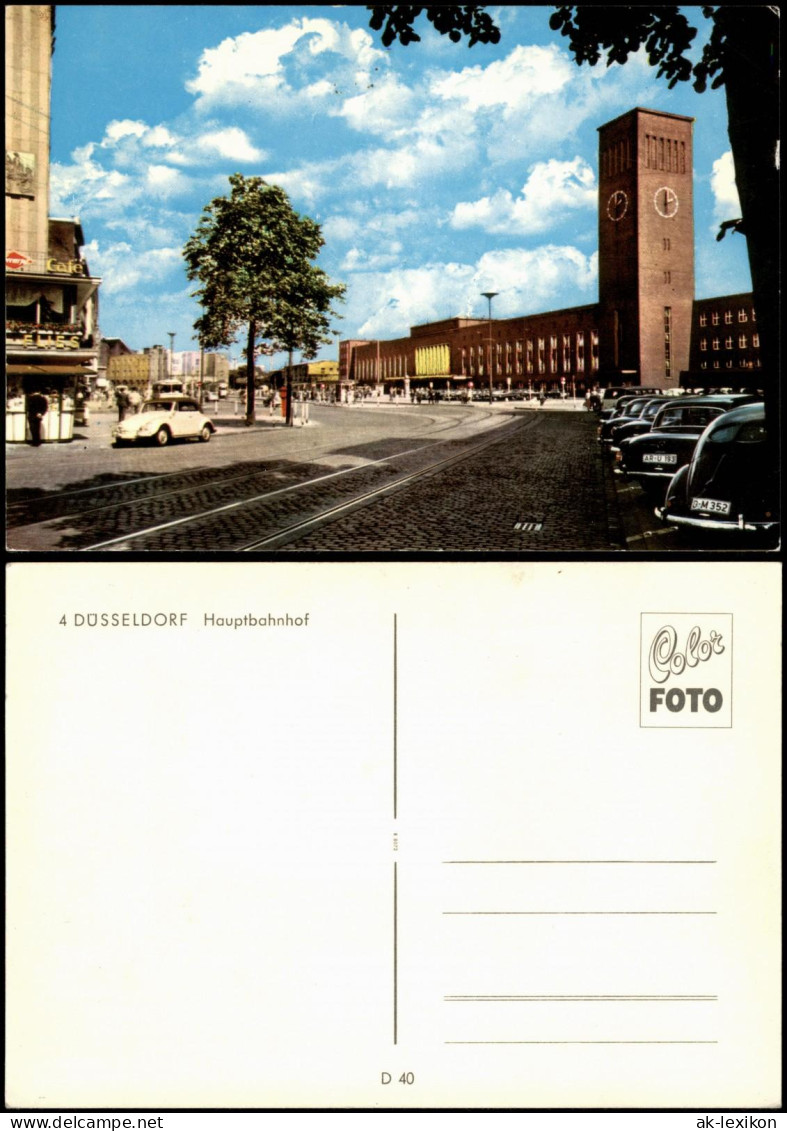 Ansichtskarte Düsseldorf Hauptbahnhof, Vorplatz Mit Autos 1960 - Düsseldorf