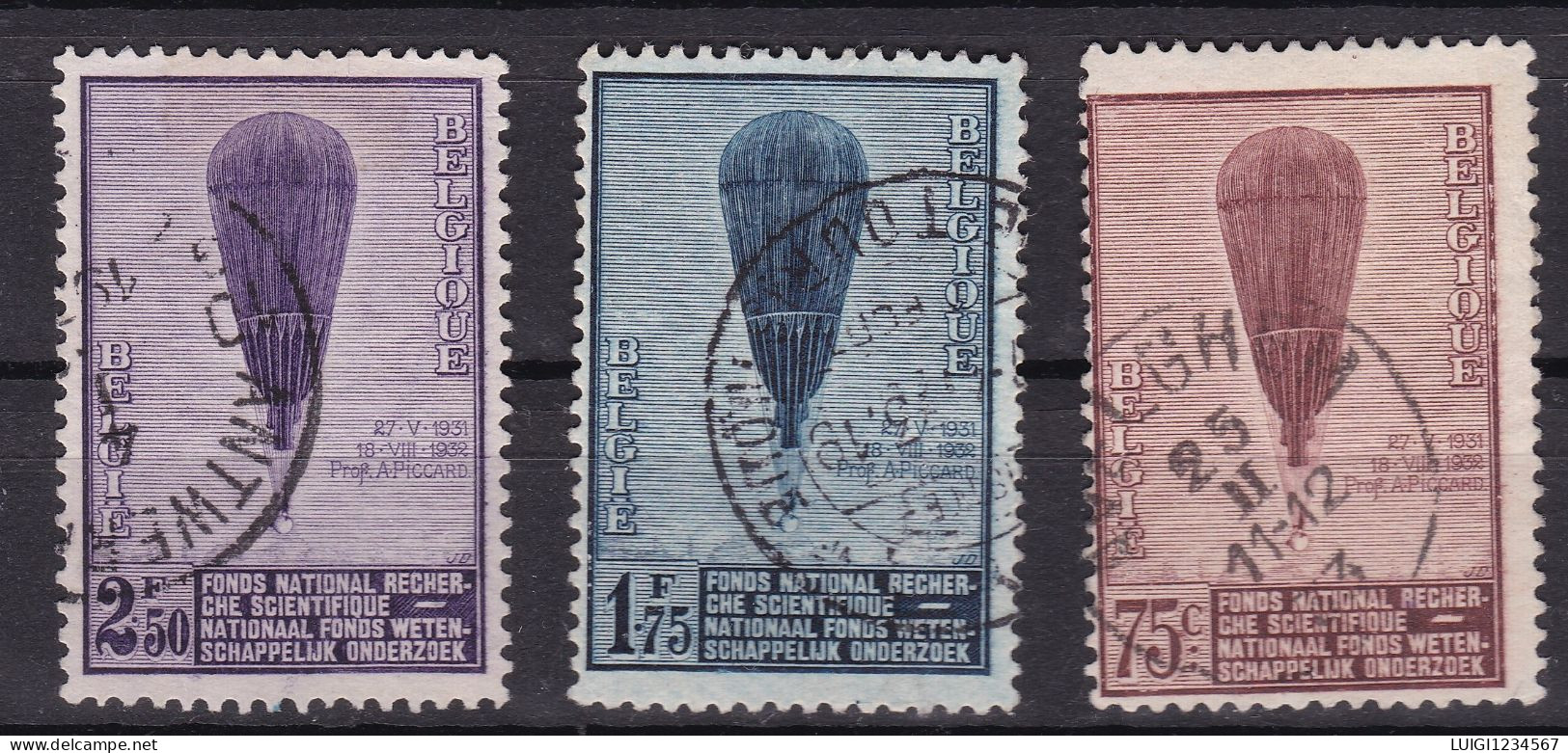 UNIFICATO NR 353/355 ASCENSIONI DEL PROF. PICCARD - 1934-1935 Leopold III