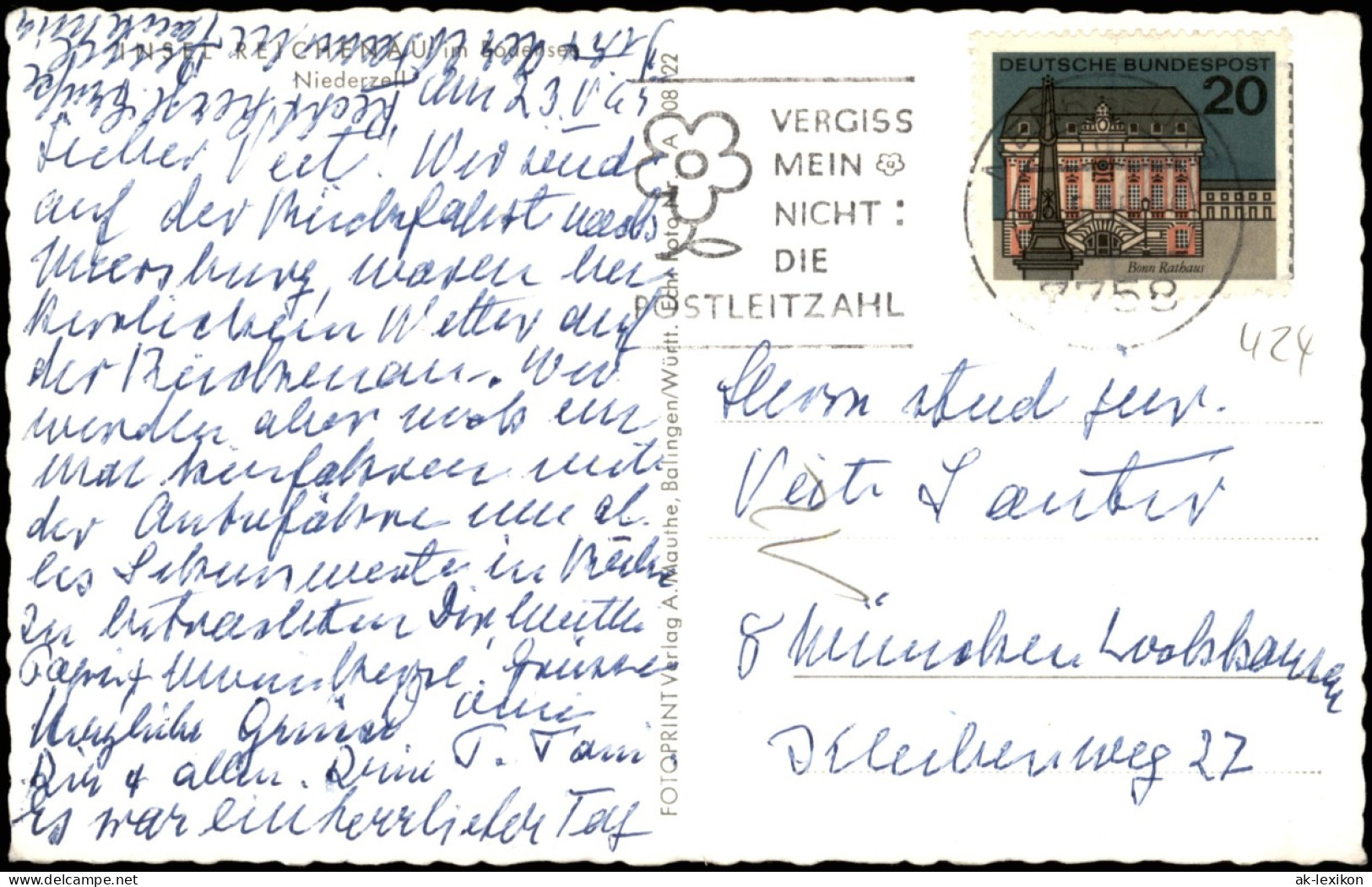 Ansichtskarte Insel Reichenau Münster Mittelzell 1965 - Autres & Non Classés