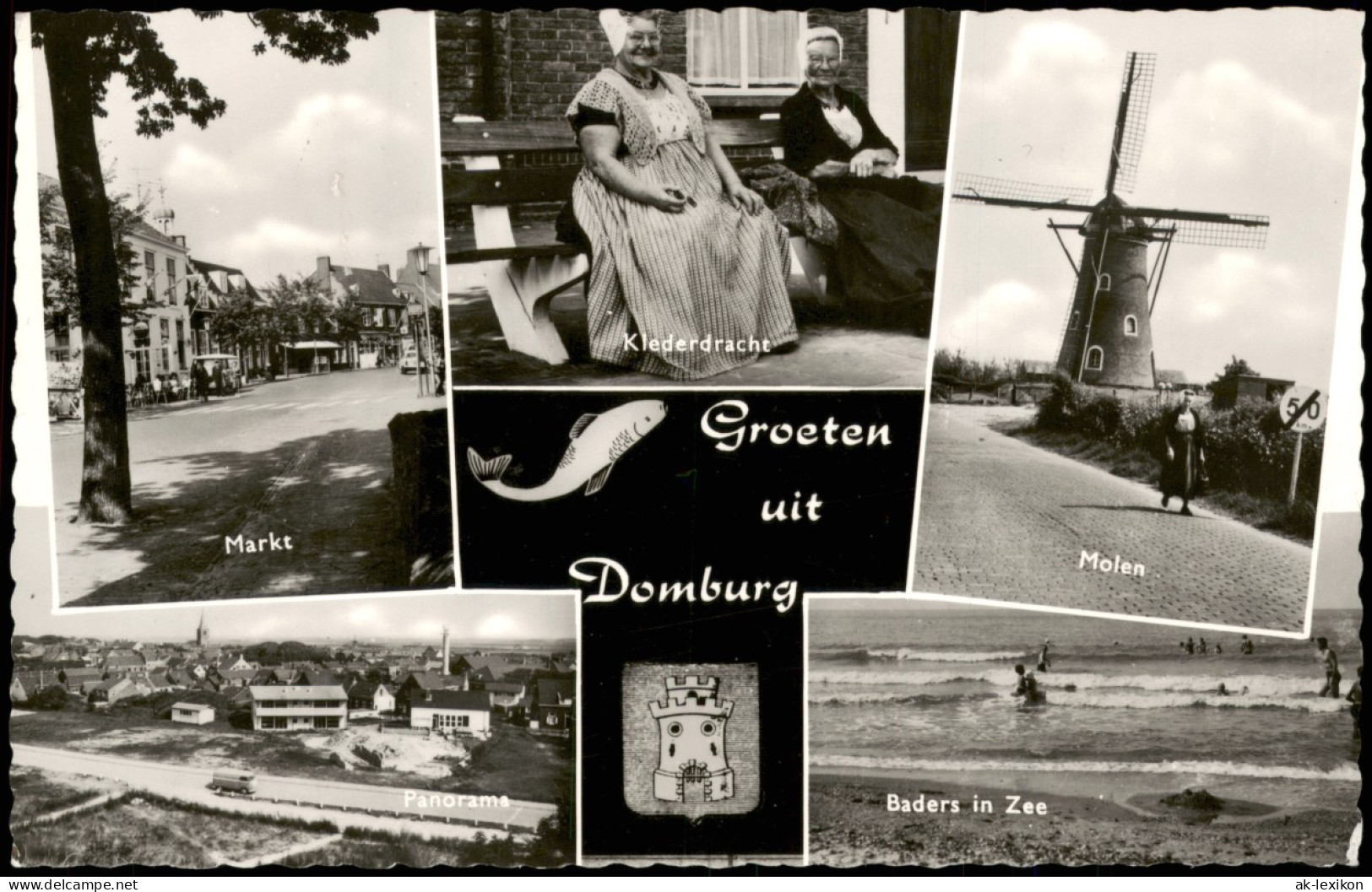 Postkaart Domburg-Veere Mehrbild-AK Ortsansichten, Markt, Molen Uvm. 1966 - Domburg