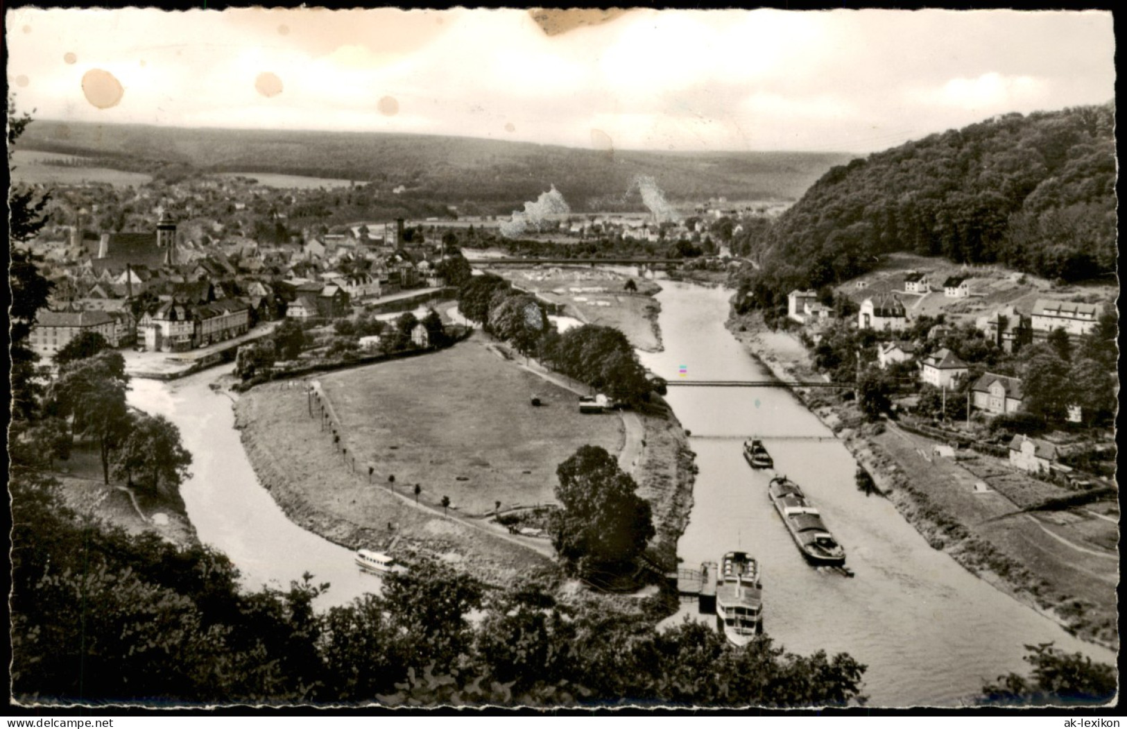 Ansichtskarte Hann. Münden Panorama-Ansicht Fluss Partie 1960 - Hannoversch Münden