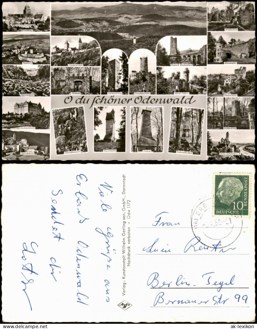 Ansichtskarte .Hessen Odenwald (Mittelgebirge) Städte Türme 1956 - Autres & Non Classés