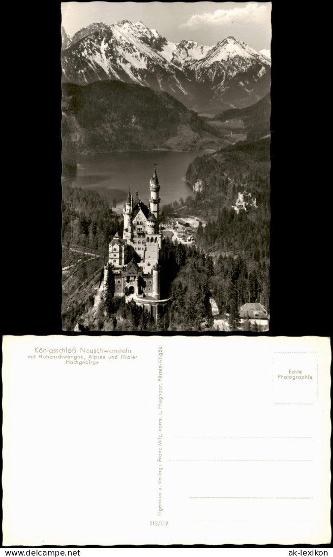 Ansichtskarte Schwangau Schloss Neuschwanstein Mit Berg-Panorama 1960 - Autres & Non Classés