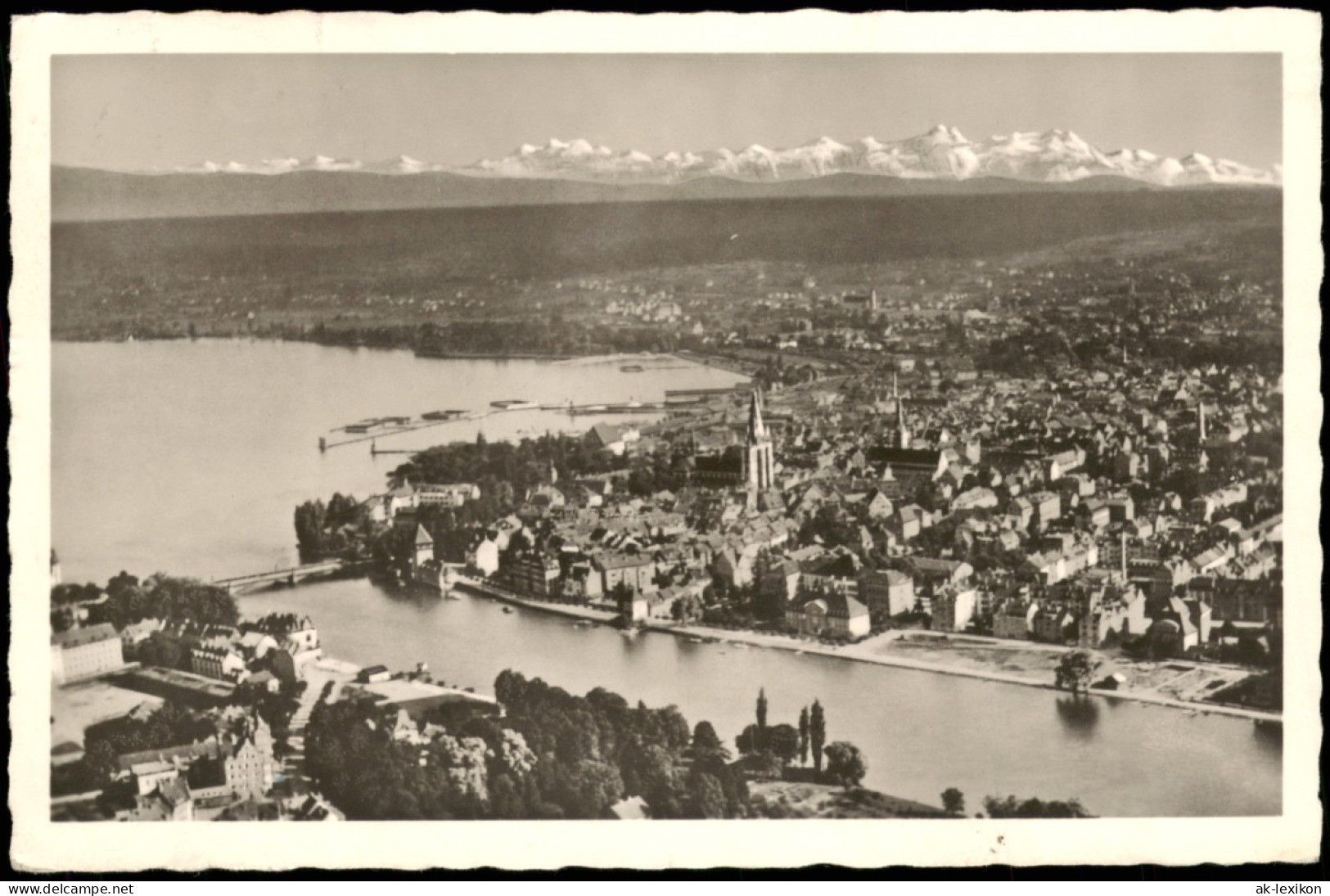 Ansichtskarte Konstanz Luftbild Luftaufnahme 1954  Bahnpost (Bahnpoststempel) - Konstanz