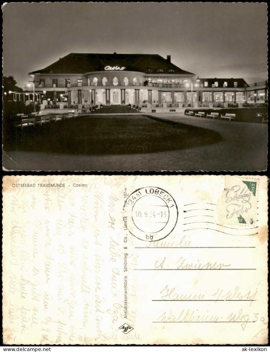 Ansichtskarte Travemünde-Lübeck Casino B. Nacht 1954 - Other & Unclassified