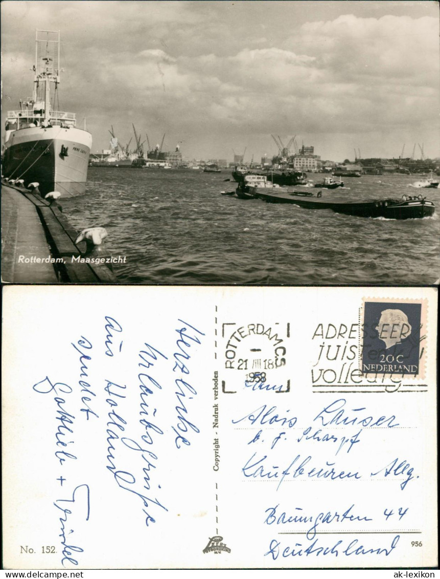 Postkaart Rotterdam Rotterdam Maasgezicht Hafen Schiffe 1958 - Rotterdam