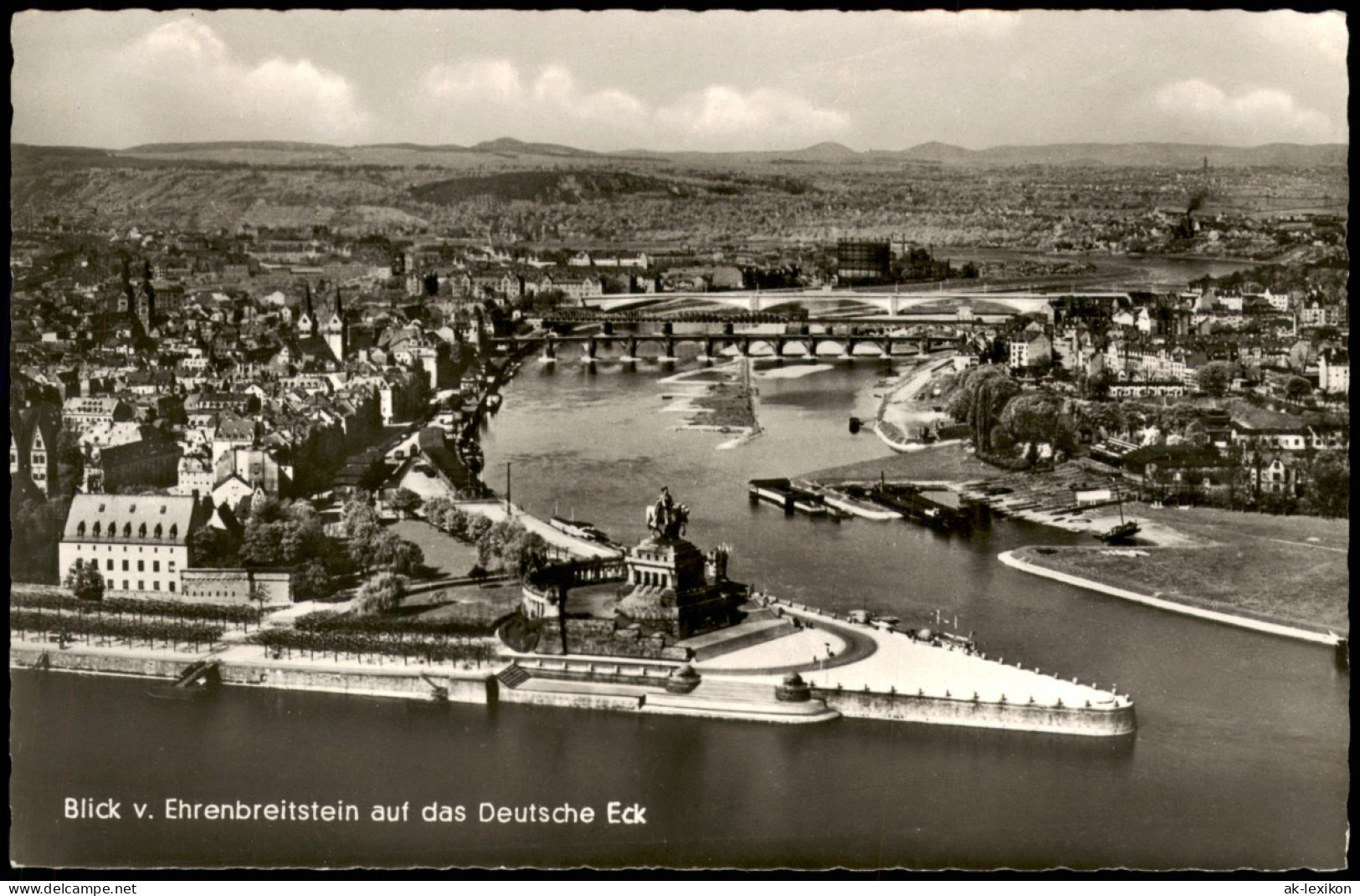 Ansichtskarte Koblenz Deutsches Eck Stadt Panorama Mit Rhein U. Mosel 1959 - Koblenz