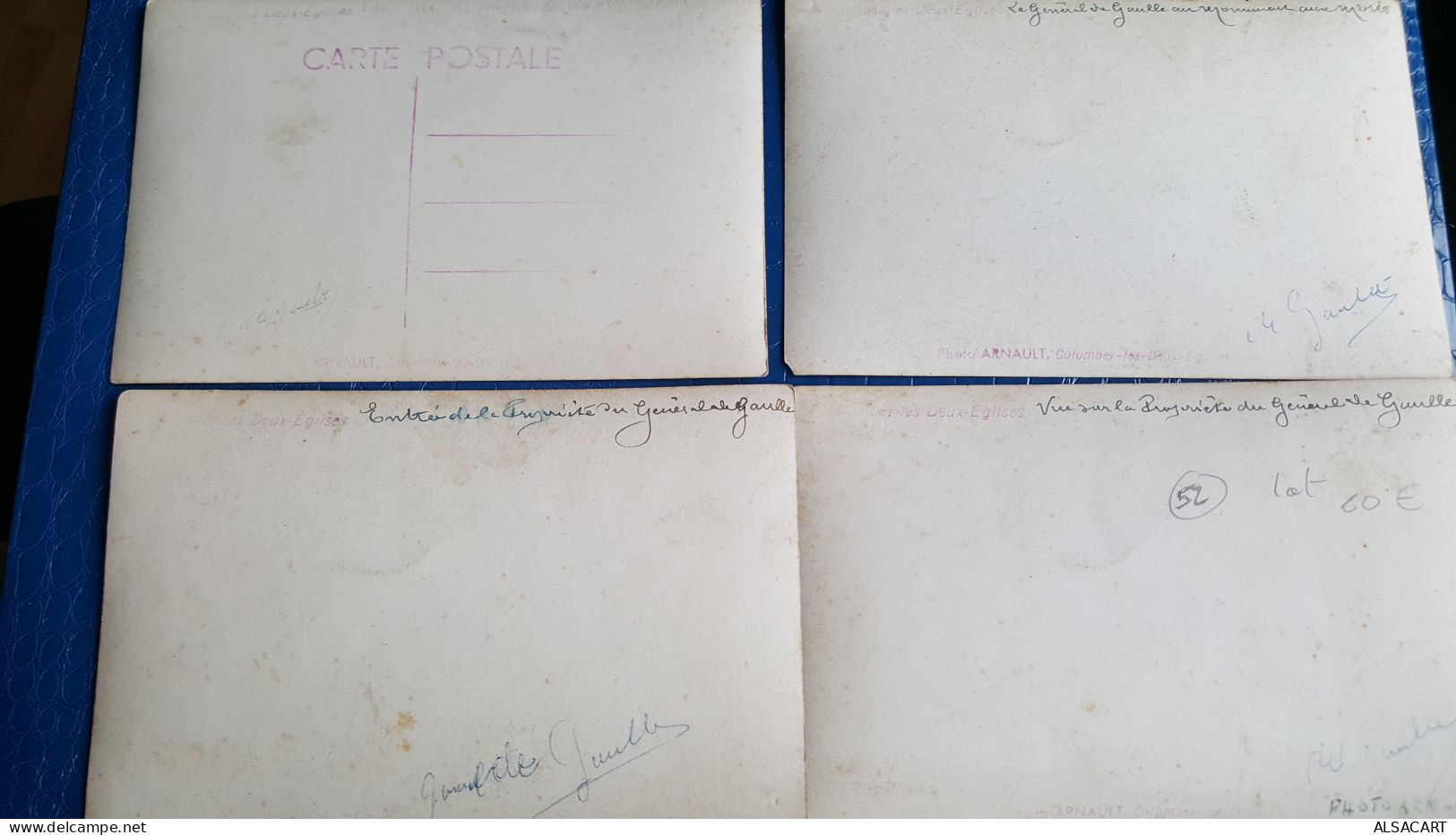 4 Cartes Photo Du General De Gaulle à Colombey Les 2 églises , Autographe , Rare - Otros & Sin Clasificación