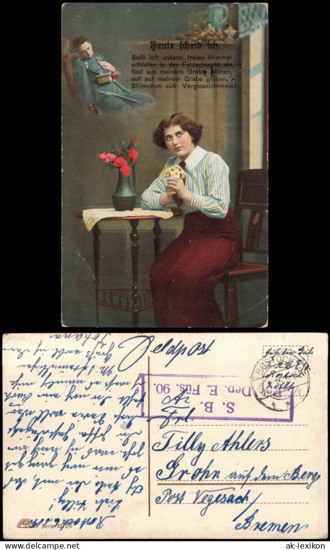 Ansichtskarte  1. Weltkrieg (Soldat In Gedenken An Frau) 1915   Feldpost - War 1914-18