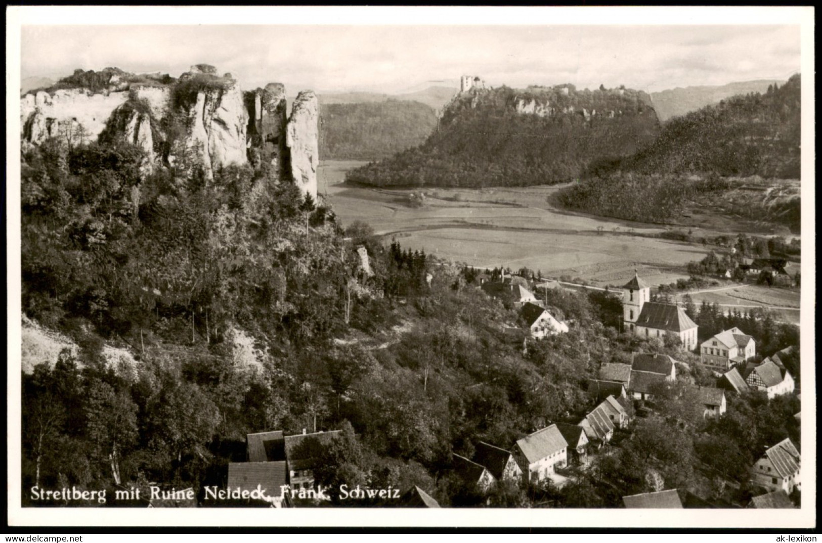 Streitberg-Wiesenttal Panorama Mit Ruine Neideck I.d. Fränkischen Schweiz 1955 - Autres & Non Classés