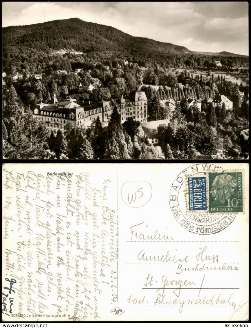 Ansichtskarte Badenweiler Panorama-Ansicht 1954 - Badenweiler
