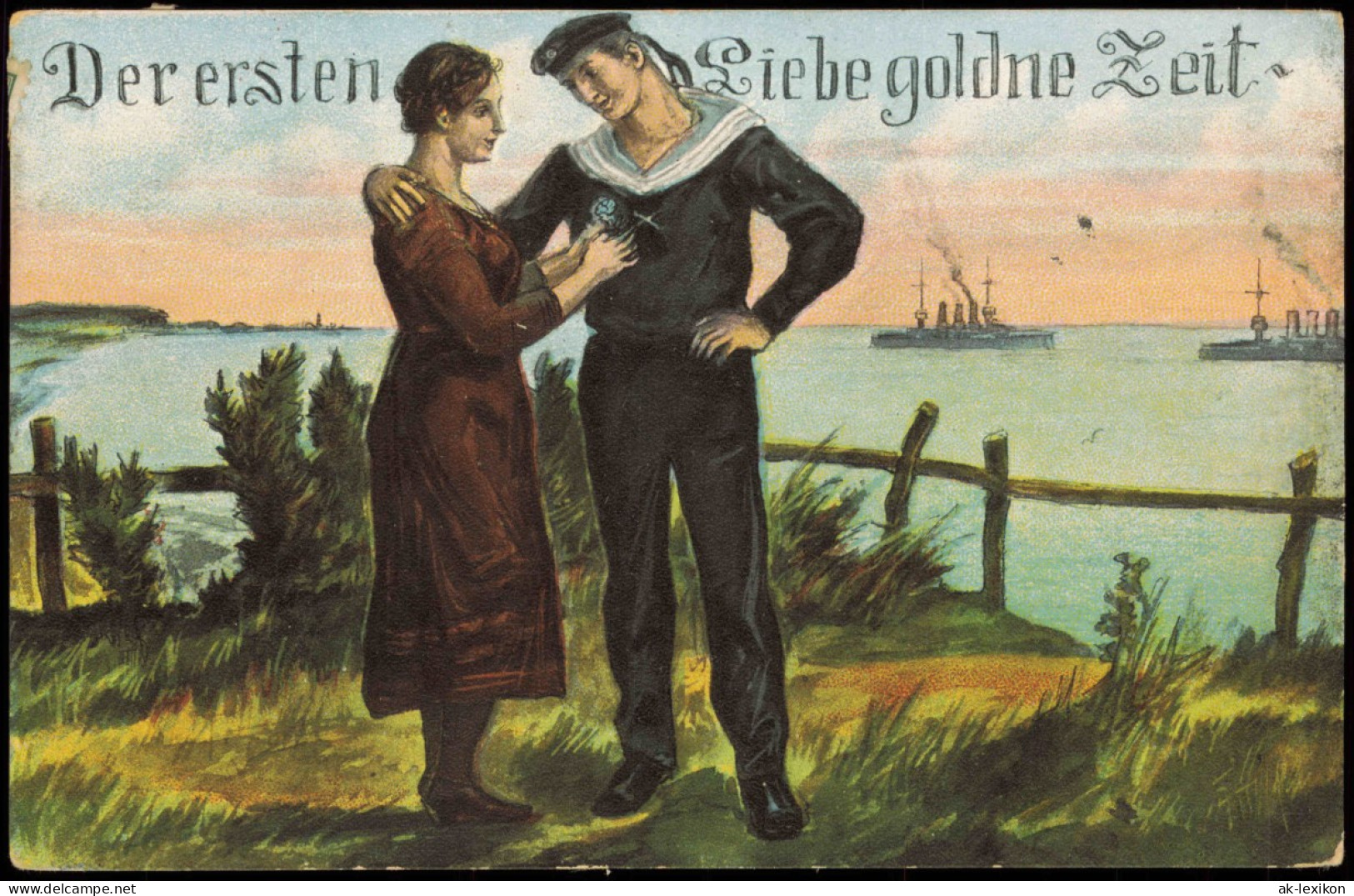 Ansichtskarte  Militär & Soldatenleben: Matrose Mit Frau "Goldne Zeit" 1918 - Other & Unclassified