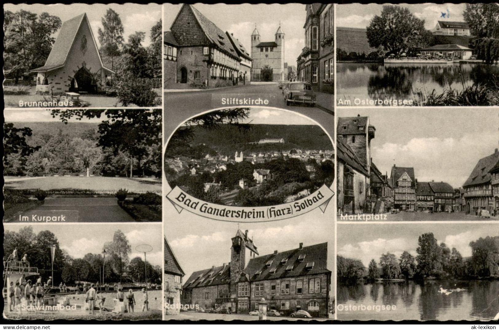 Bad Gandersheim Mehrbild-AK Mit Brunnenhaus, Schwimmbad, Rathaus Uvm. 1963 - Bad Gandersheim