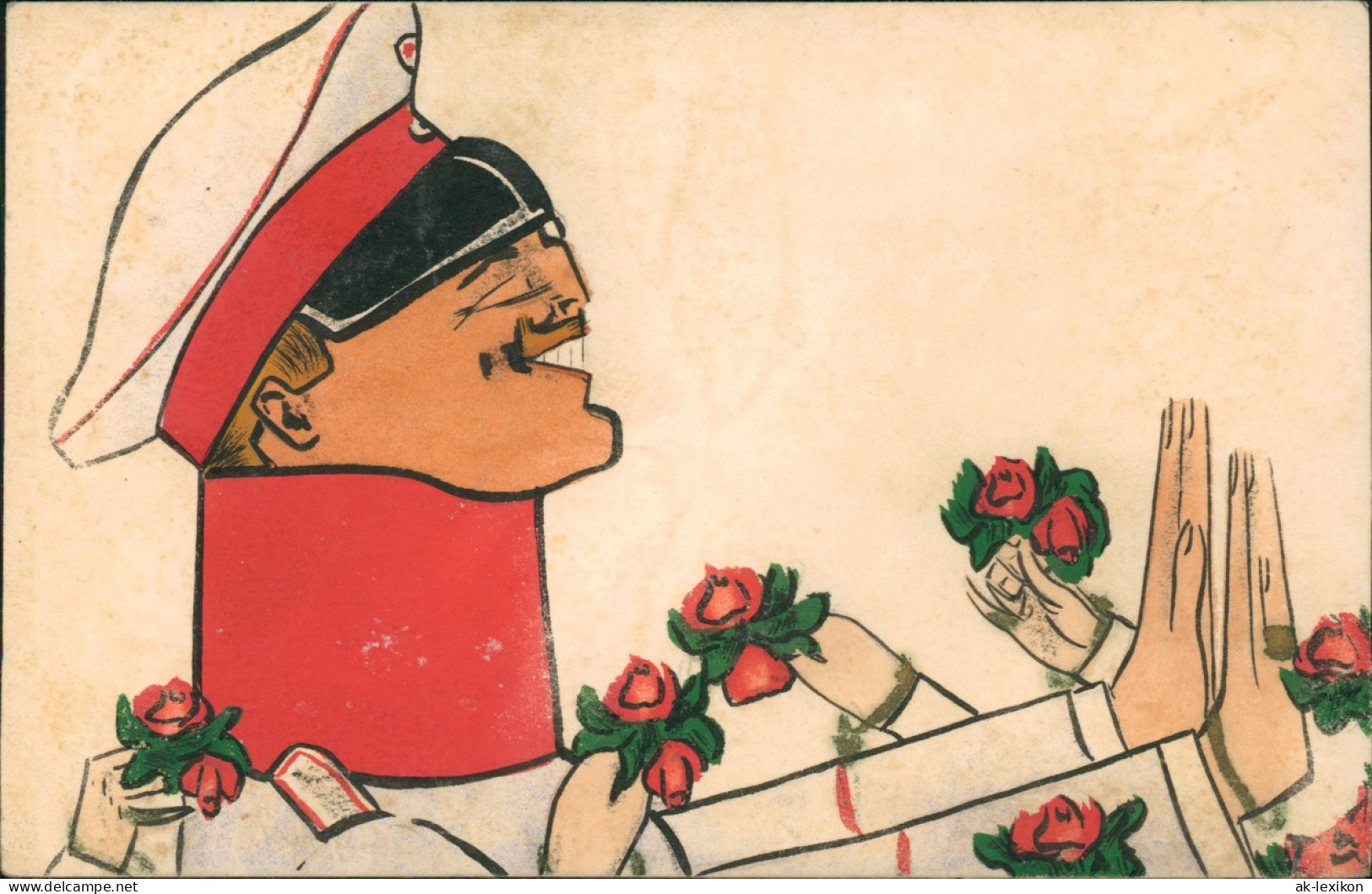 Ansichtskarte  Militär Scherzkarte Soldat Bekammt Rote Rosen 1907 - Humor