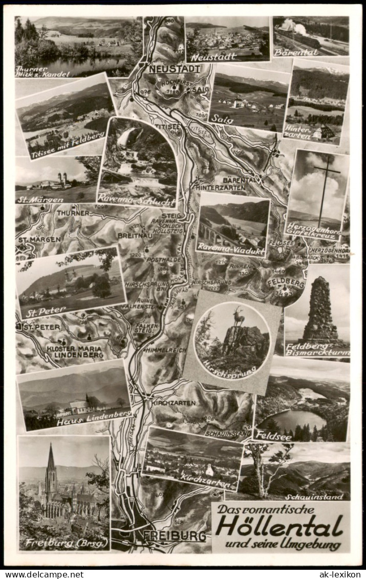 Schwarzwald (Mittelgebirge) Umgebungskarte Mit Div. Orten Höllental 1960 - Hinterzarten