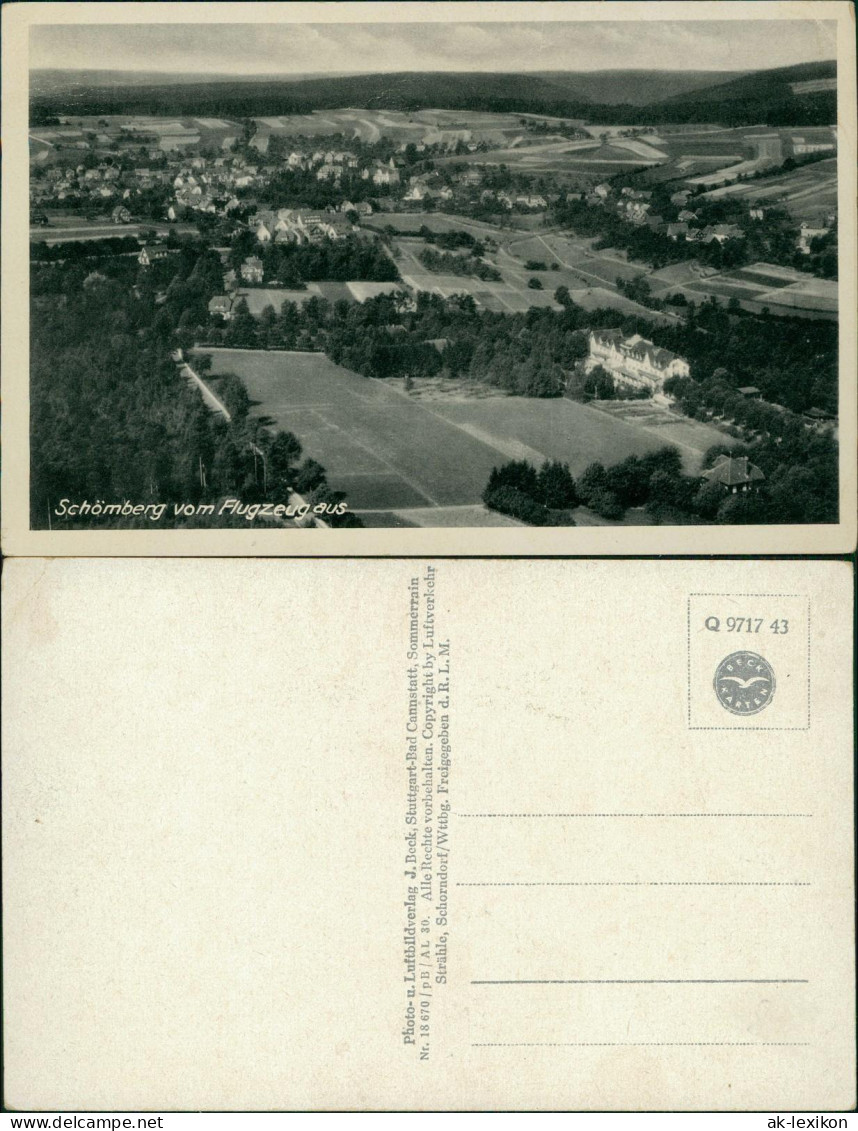 Ansichtskarte Schömberg (Schwarzwald) Luftbild Fliegeraufnahme 1940 - Schömberg