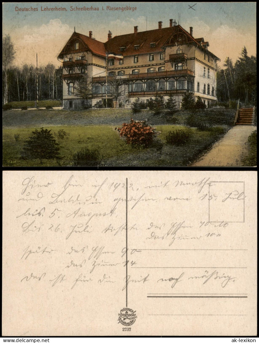 Postcard Schreiberhau Szklarska Poręba Deutsches Lehrerheim 1915 - Schlesien