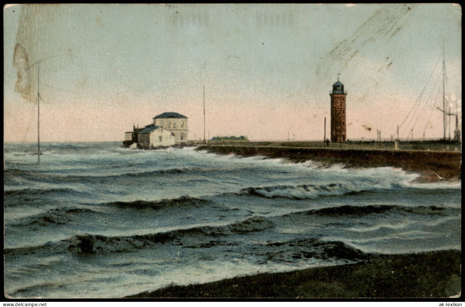 Cuxhaven Seepavillon Und Leuchtturm 1908  Gel, Schiffspoststempel Hamburg - Cuxhaven